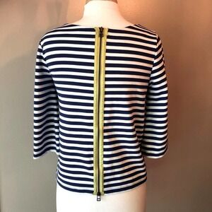 ANTHROPOLOGie Postmark Striped Top Back Exposed Zipper Nautical Preppy XS